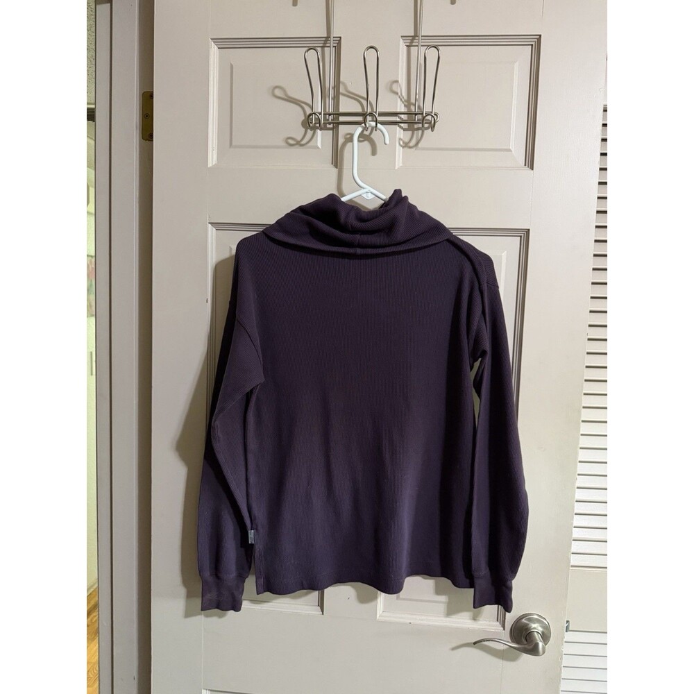 Women’s Eddie Bauer Waffle Knit Long Sleeve Top With Scoop Neck Size XS Purple